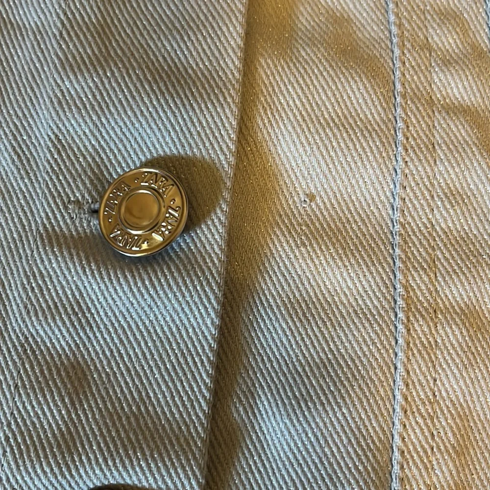 Zara denim cropped shiny top - Picture 7 of 8